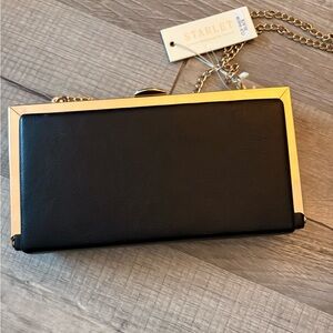 New! Starlet clutch with chain black and gold crossbody